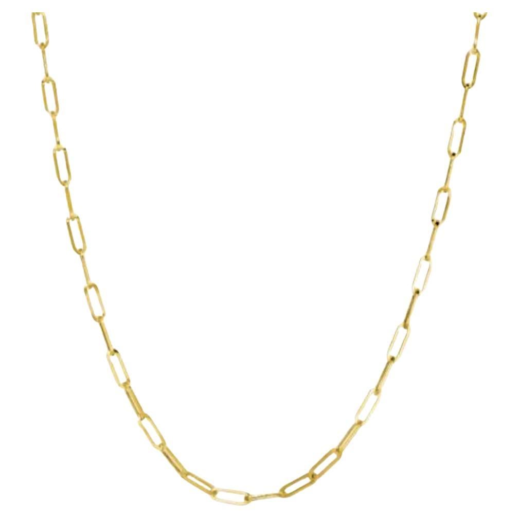 Büroklammer Link 3,2mm Halskette 18 Zoll, 14K Gelbgold, Büroklammerkette im Angebot