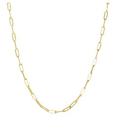 Collana Paperclip Link 3,2 mm, 18 pollici, oro giallo 14K, catena a graffetta