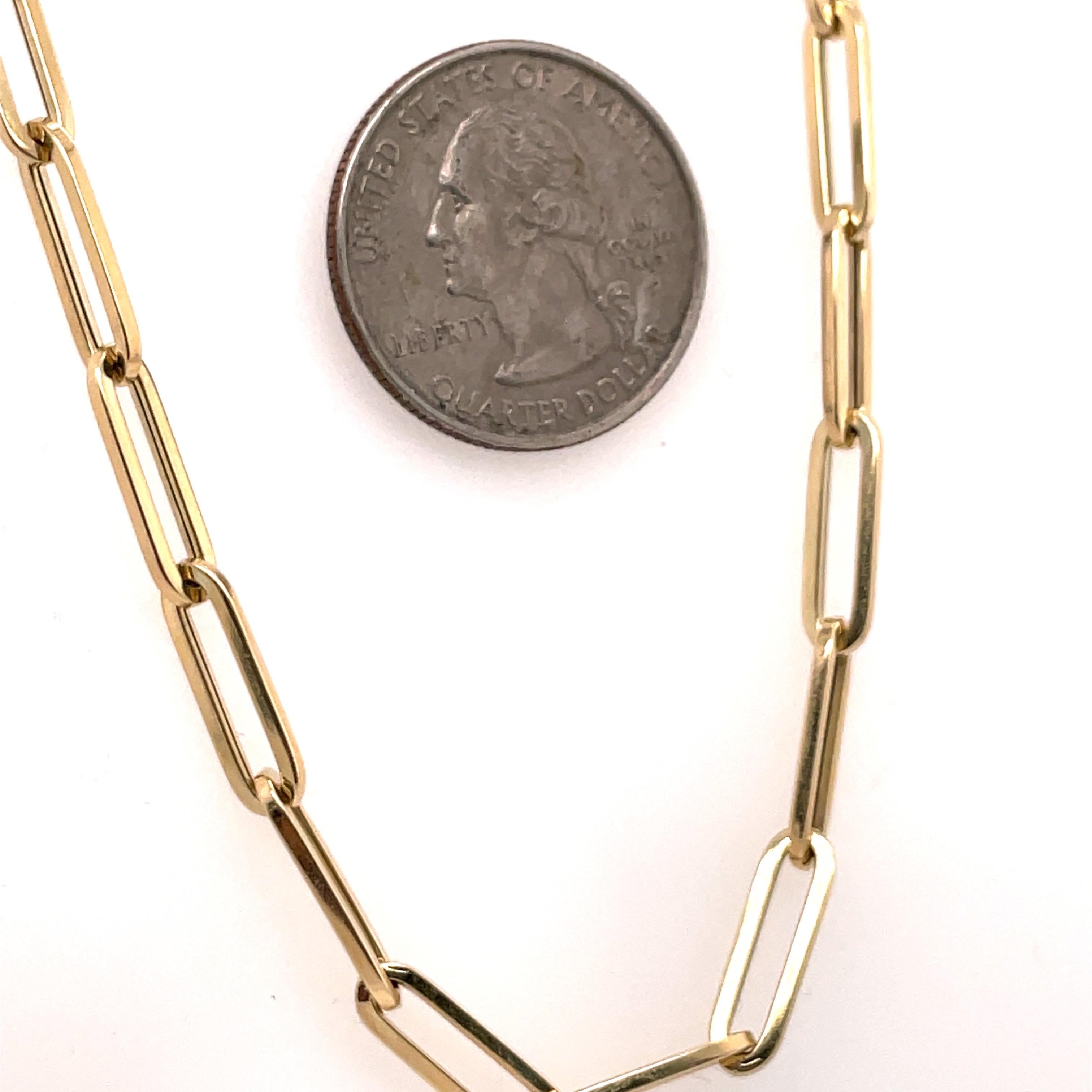 Italienische 14 Karat Gelbgold Papierclip Gliederkette Halskette 9,5 Gramm 20
