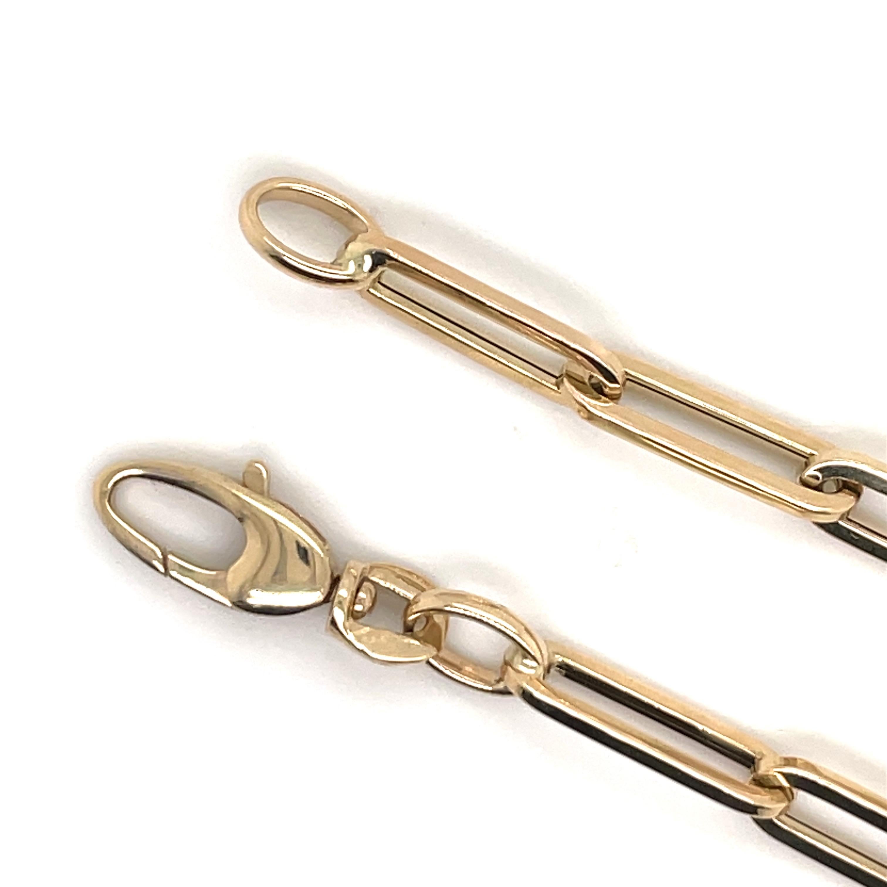 Italienische 14 Karat Gelbgold Papierclip Gliederkette Halskette 9,5 Gramm 20