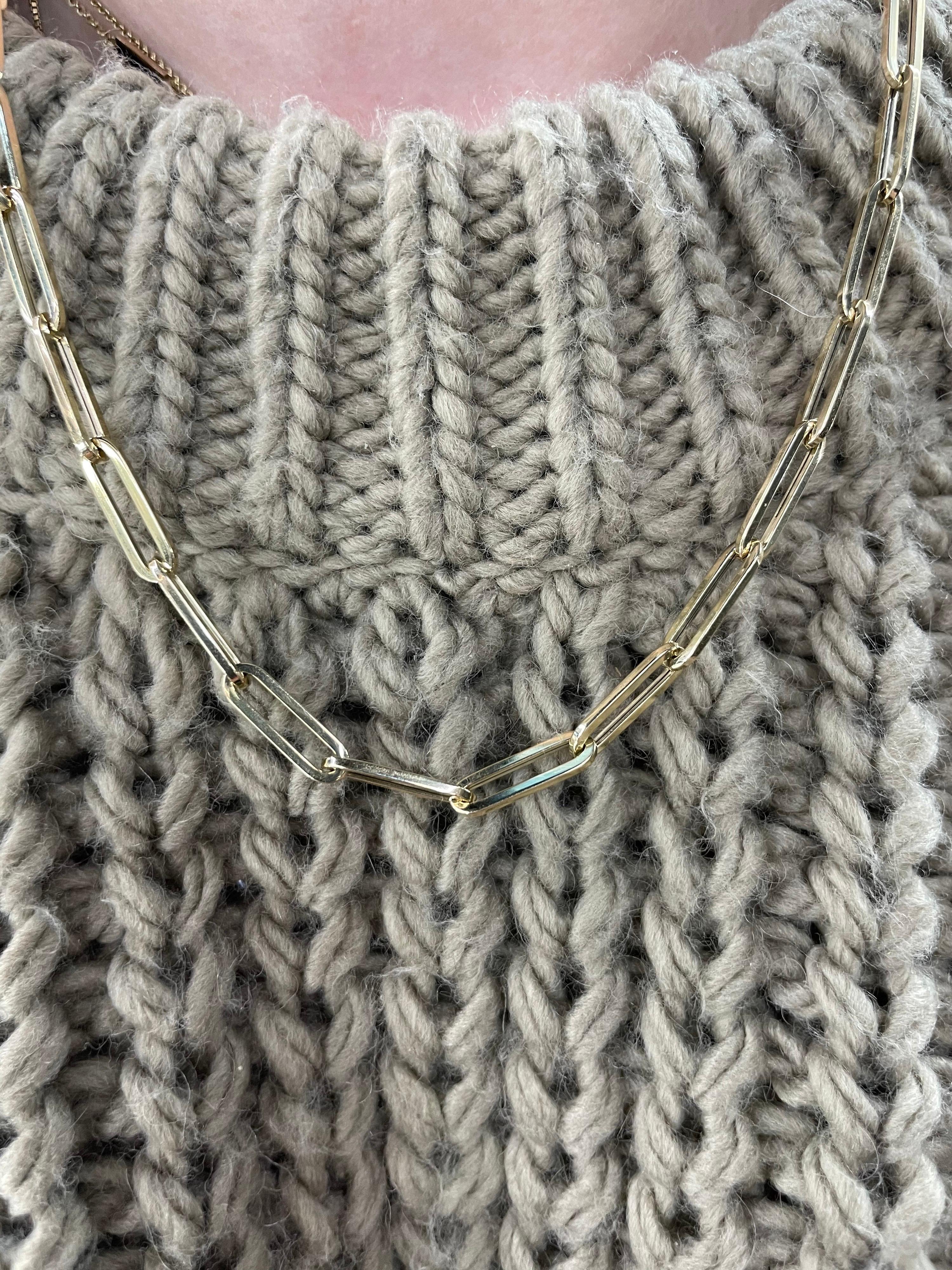 Italienische 14 Karat Gelbgold Papierclip Gliederkette Halskette 9,5 Gramm 20