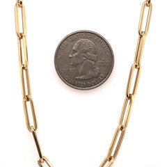 Italian 14 Karat Yellow Gold Paperclip Link Chain Necklace 24 Inches 11 Grams