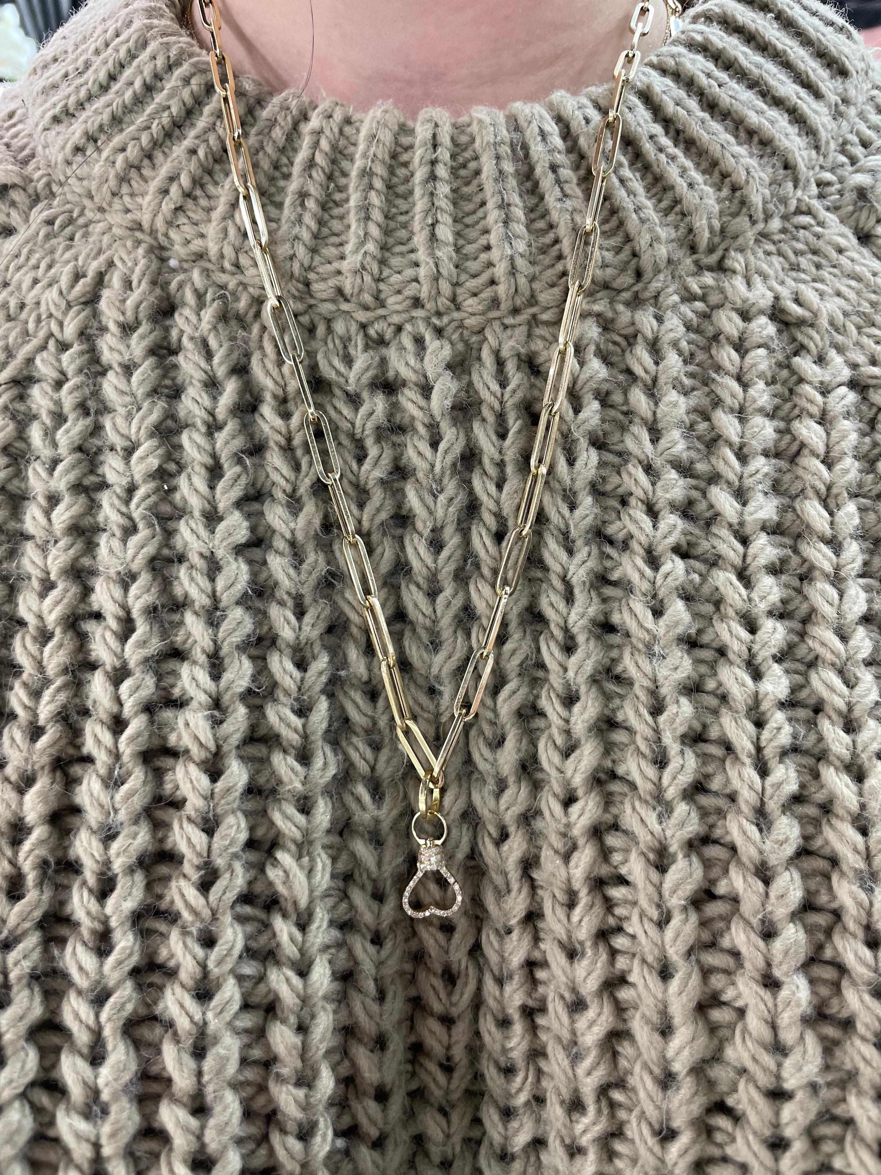 Paperclip Link Chain Necklace 14 Karat Yellow Gold For Sale 6