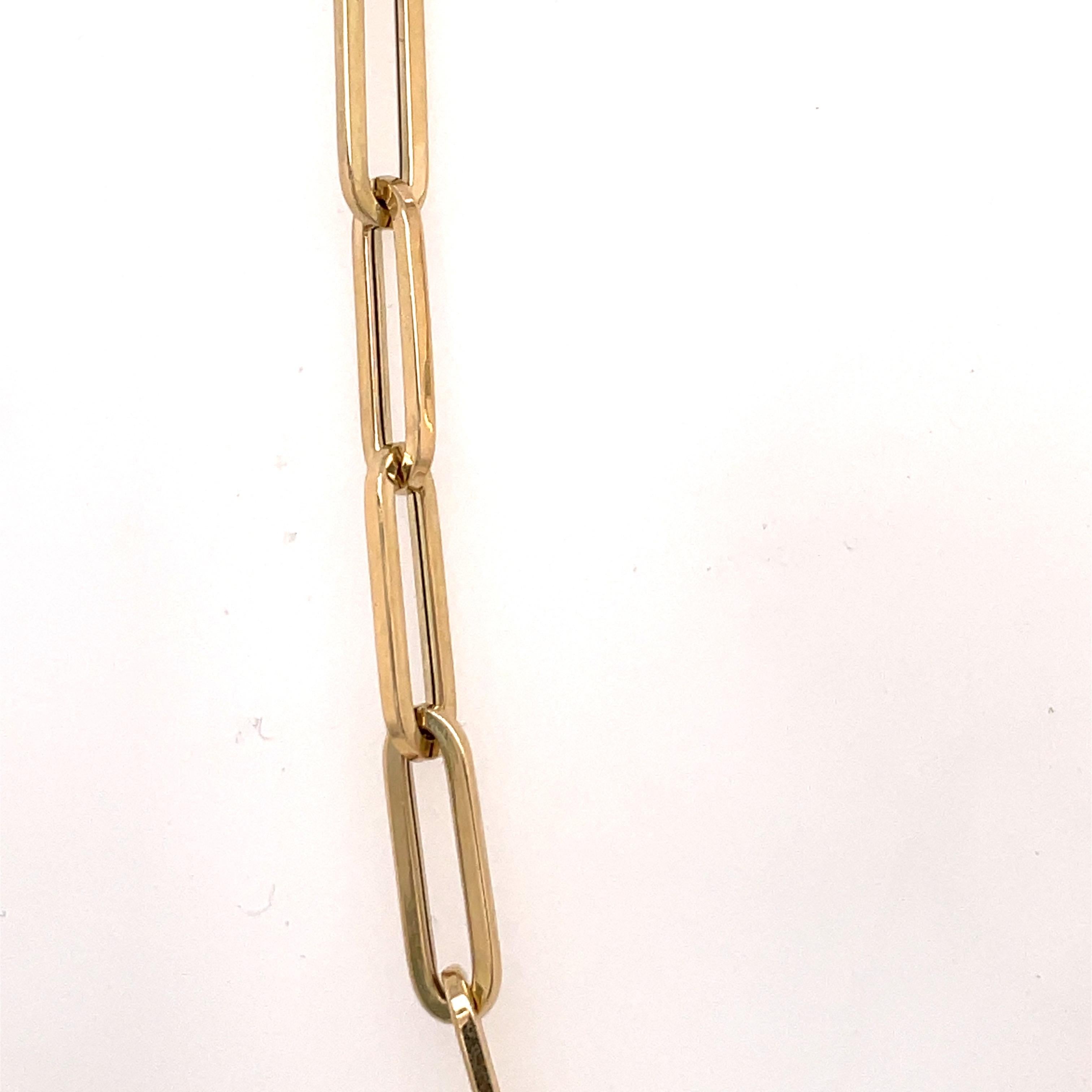 Paperclip Link Chain Necklace 14 Karat Yellow Gold In New Condition For Sale In New York, NY
