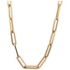 Paperclip Link Chain Necklace 14 Karat Yellow Gold
