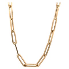 Paperclip Link Chain Necklace 14 Karat Yellow Gold 24 Inches