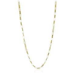 14K Solid Yellow Gold Paperclip Link Chain Necklace, 20 Inches Long