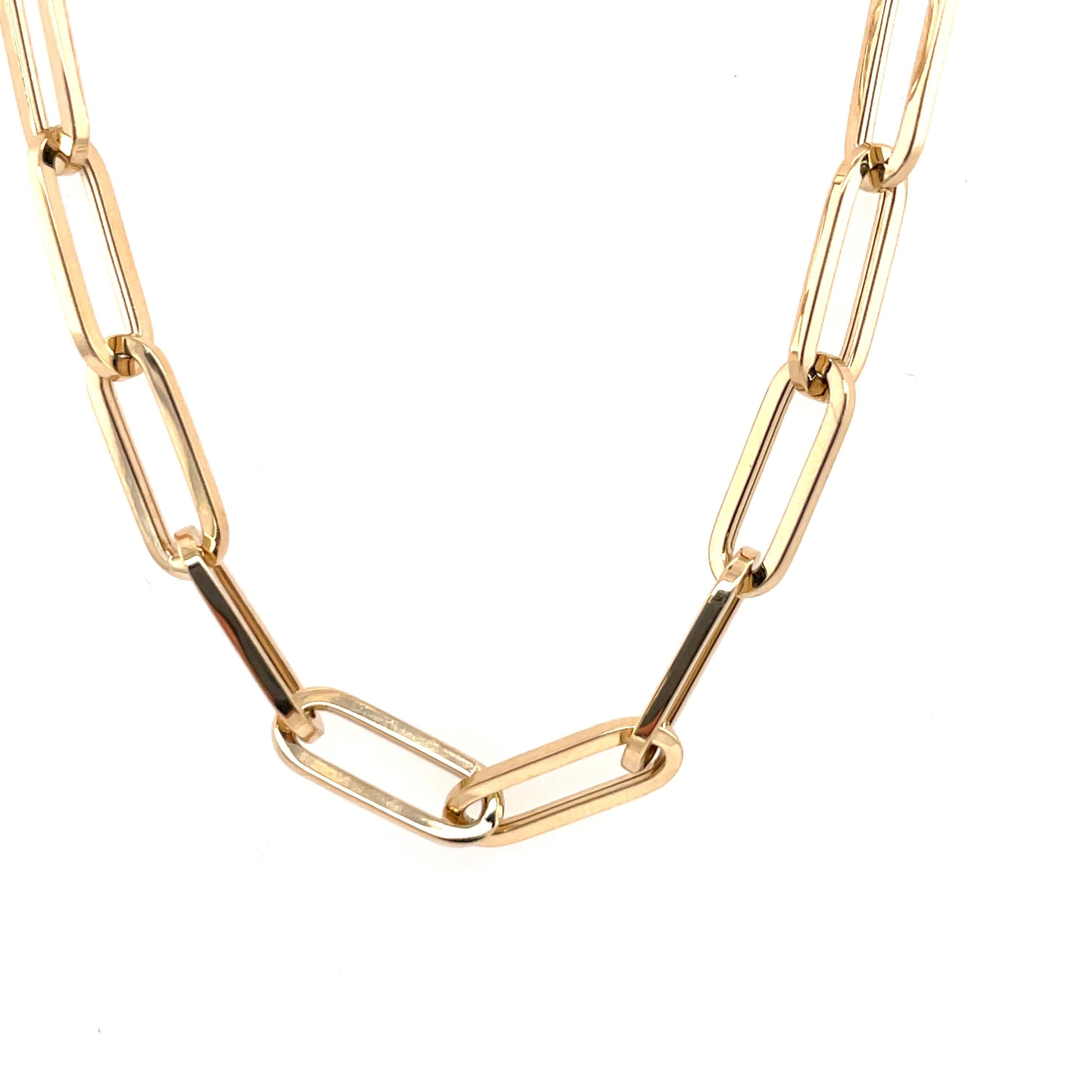 Italienische Papierclip Gliederkette Halskette 14 Karat Gelbgold für Damen oder Herren im Angebot