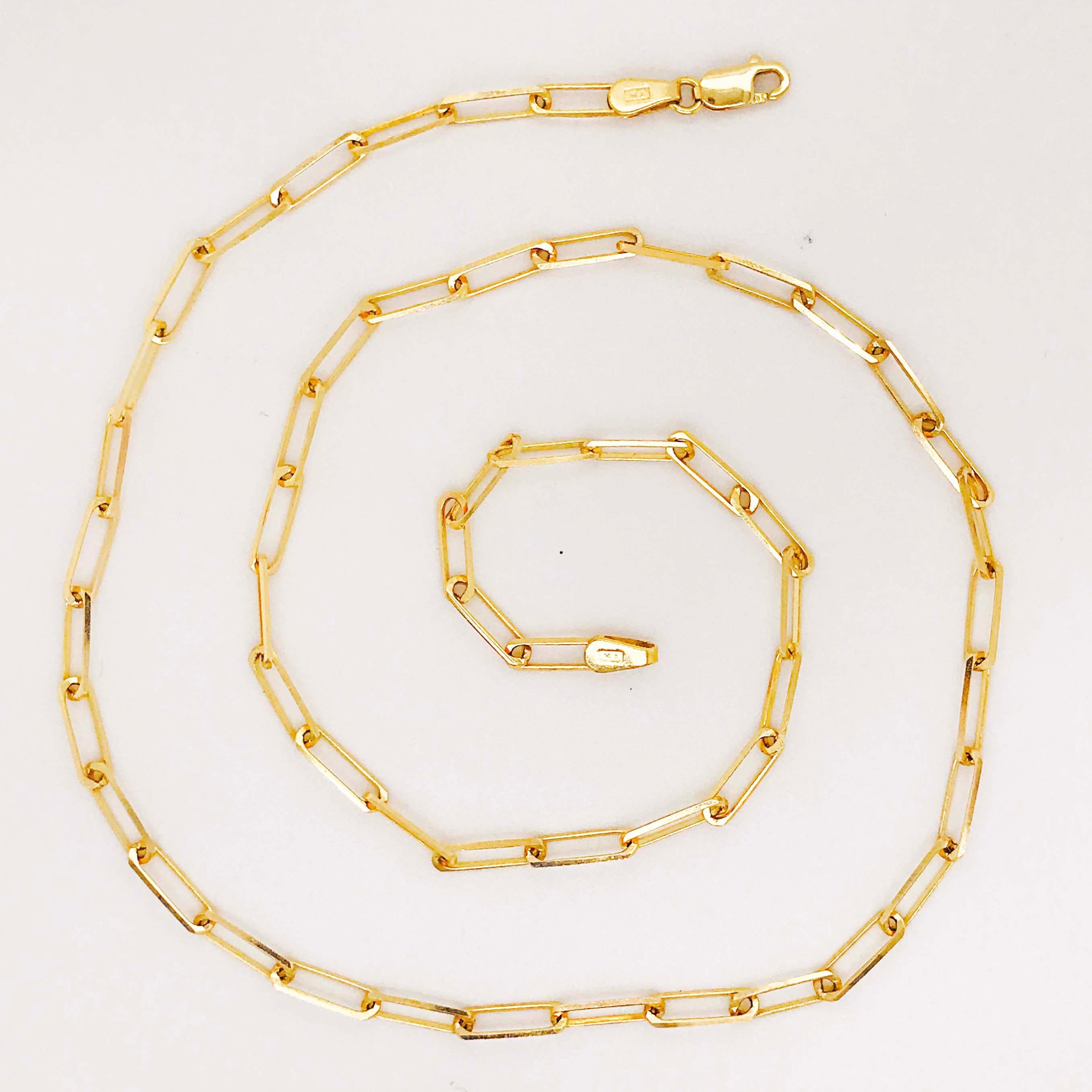 Paperclip Link Chain Necklace in 14 Karat Yellow Gold, 14 Karat Paperclip 6