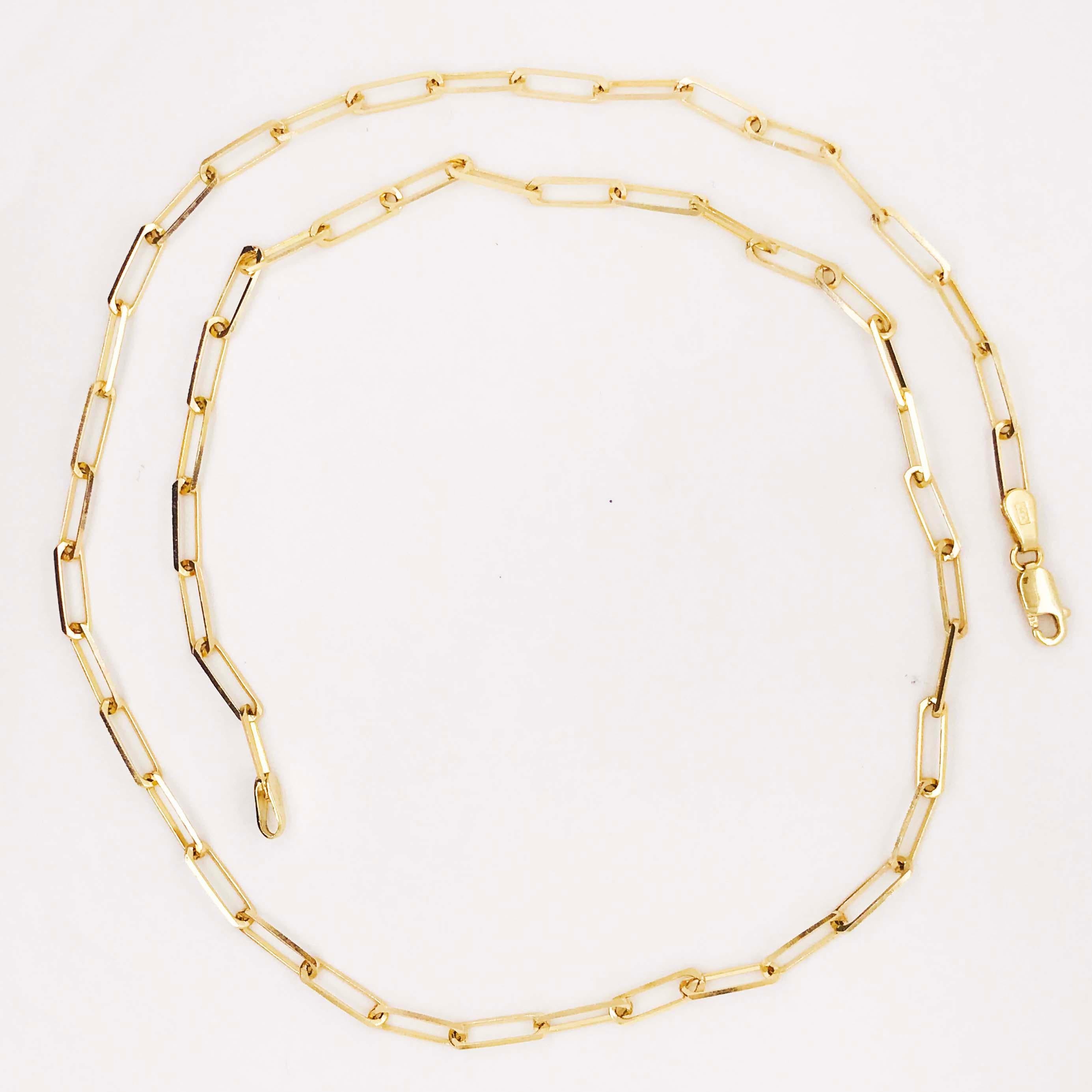 Paperclip Link Chain Necklace in 14 Karat Yellow Gold, 14 Karat Paperclip 7
