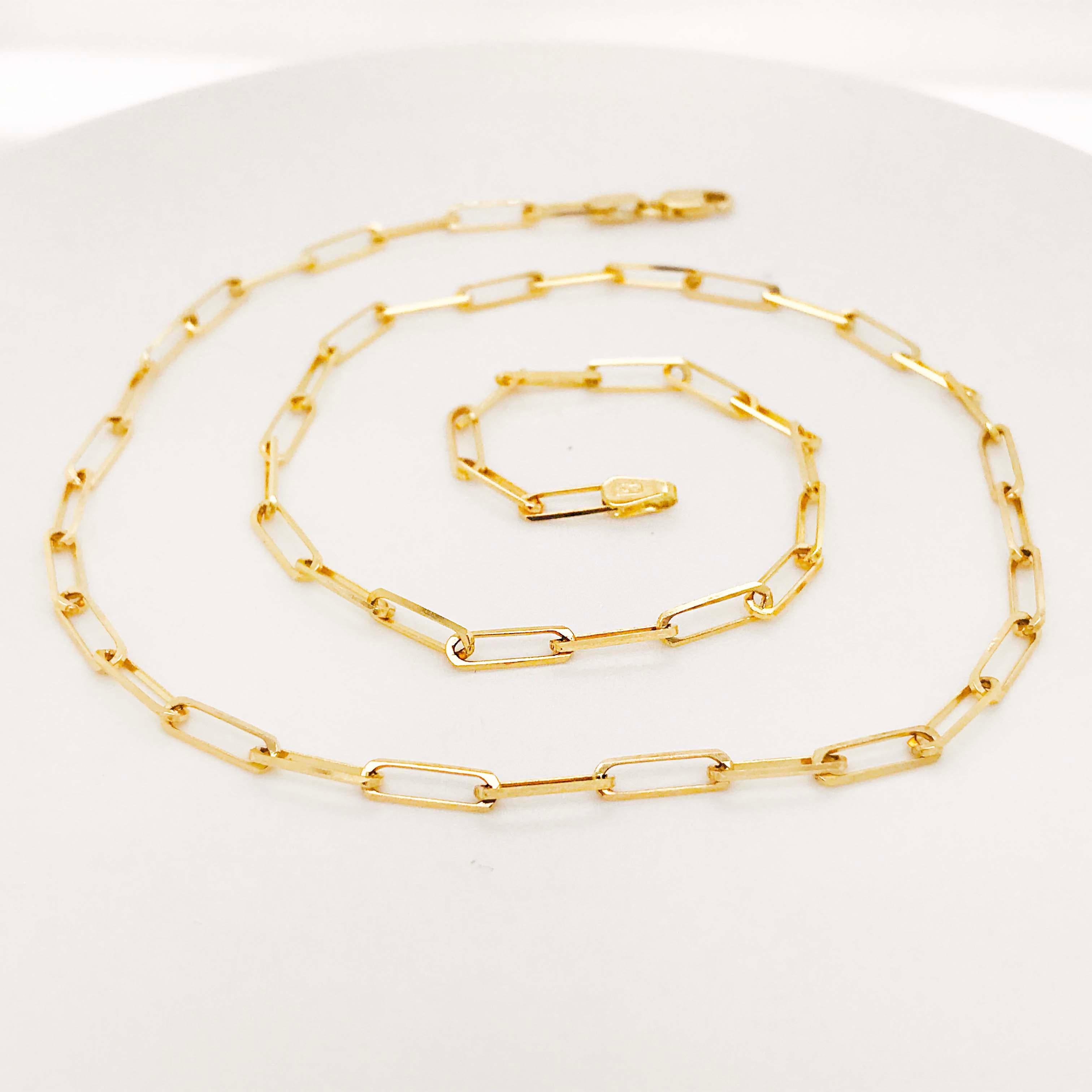 2020 FASHION JEWELRY - the latest fine jewelry fad! 
This gorgeous, fashionable paperclip link chain is a handmade paperclip large link chain necklace. With each link handmade in 14k yellow gold. The links are squared and measure 2.8mm wide and