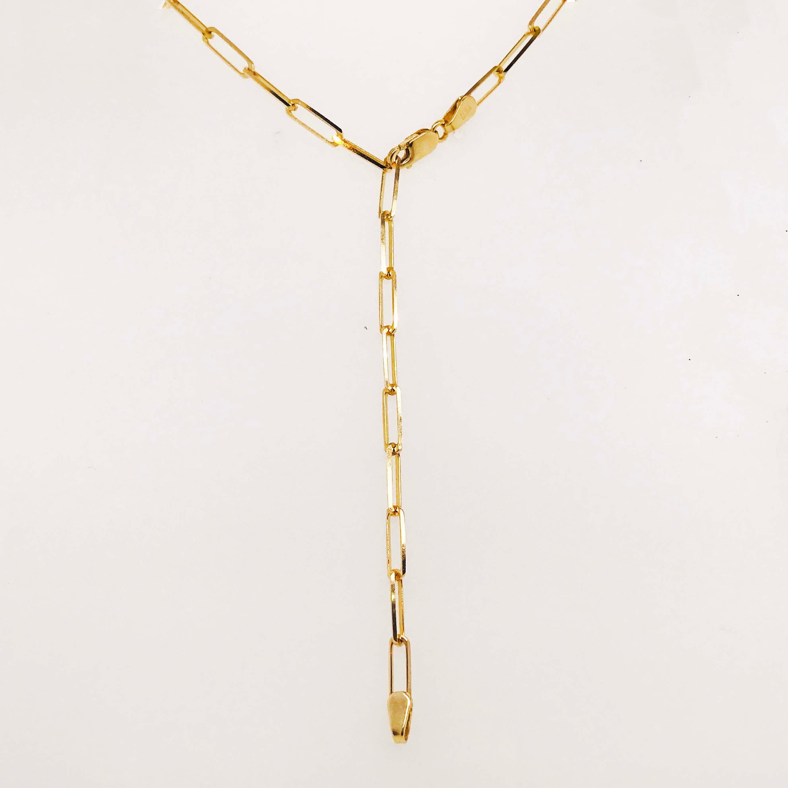 Women's or Men's Paperclip Link Chain Necklace in 14 Karat Yellow Gold, 14 Karat Paperclip