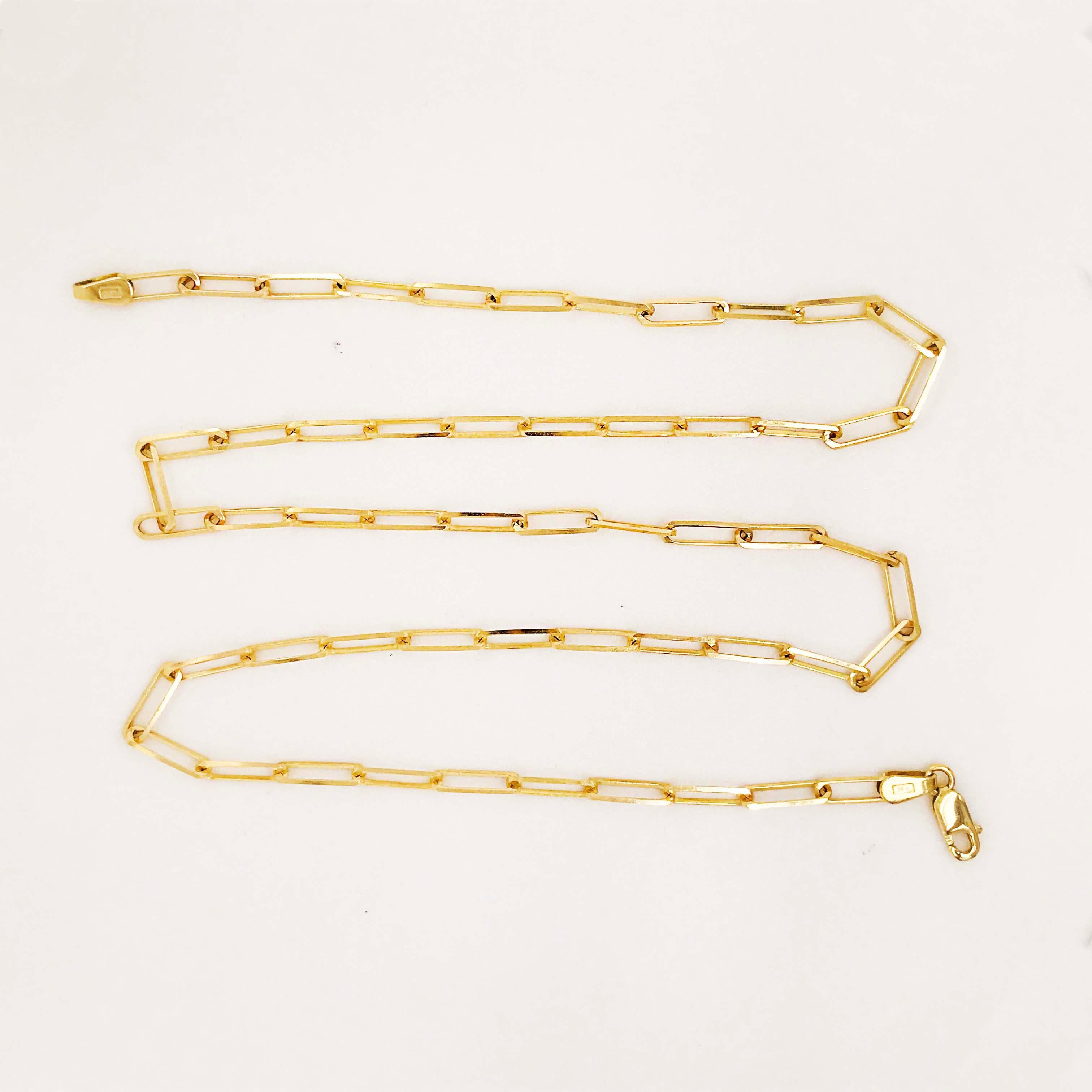 Paperclip Link Chain Necklace in 14 Karat Yellow Gold, 14 Karat Paperclip 2