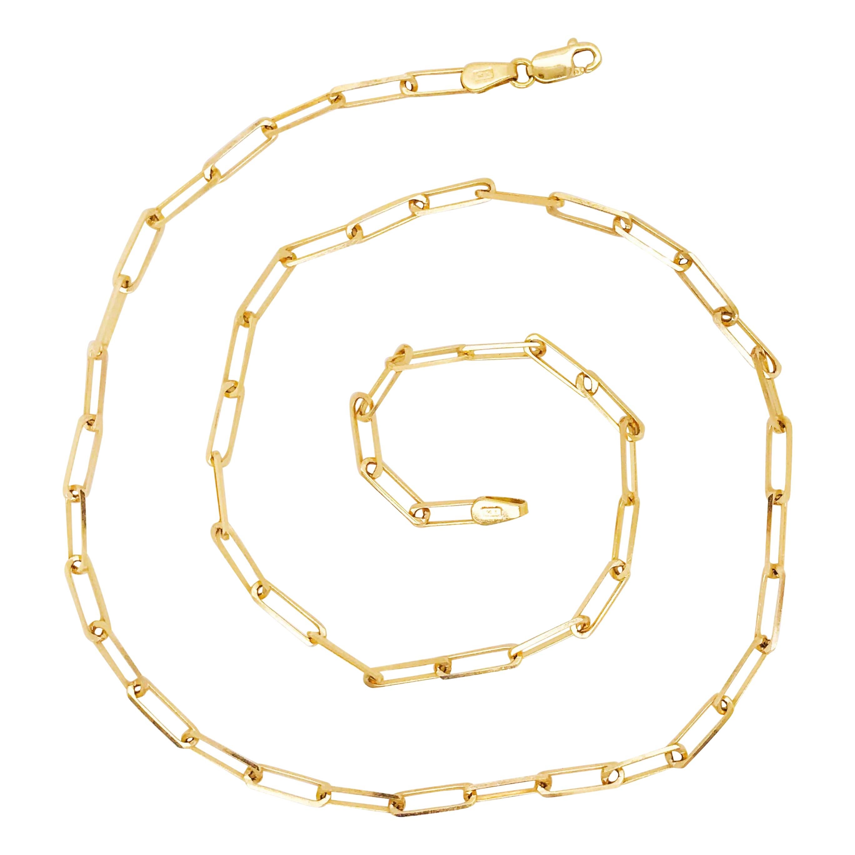 Paperclip Link Chain Necklace in 14 Karat Yellow Gold, 14 Karat Paperclip