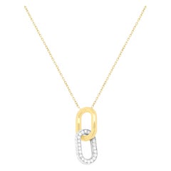 Paperclip Link Diamond Dangle Drop Pendant Necklace 14K Gold White Yellow