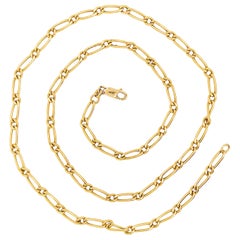 Paperclip Link Figaro Necklace with Large Clasp, 14 Karat Gold, circa 1995