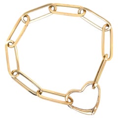 Büroklammer Link Heart Clasp Armband 7 Gramm 14 Karat Gelbgold Made in Italy