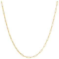 Paperclip Link Necklace Estate 18k Yellow Gold Chain Fine Jewelry Italy