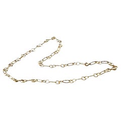 Paperclip Links 18 Karat Yellow Gold Modern Handmade Slightly Hammered Necklace
