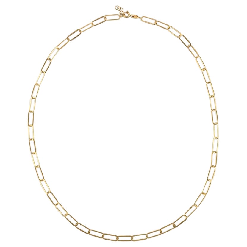 Papierclip-Halskette 16" aus 14K massivem Gelbgold im Angebot