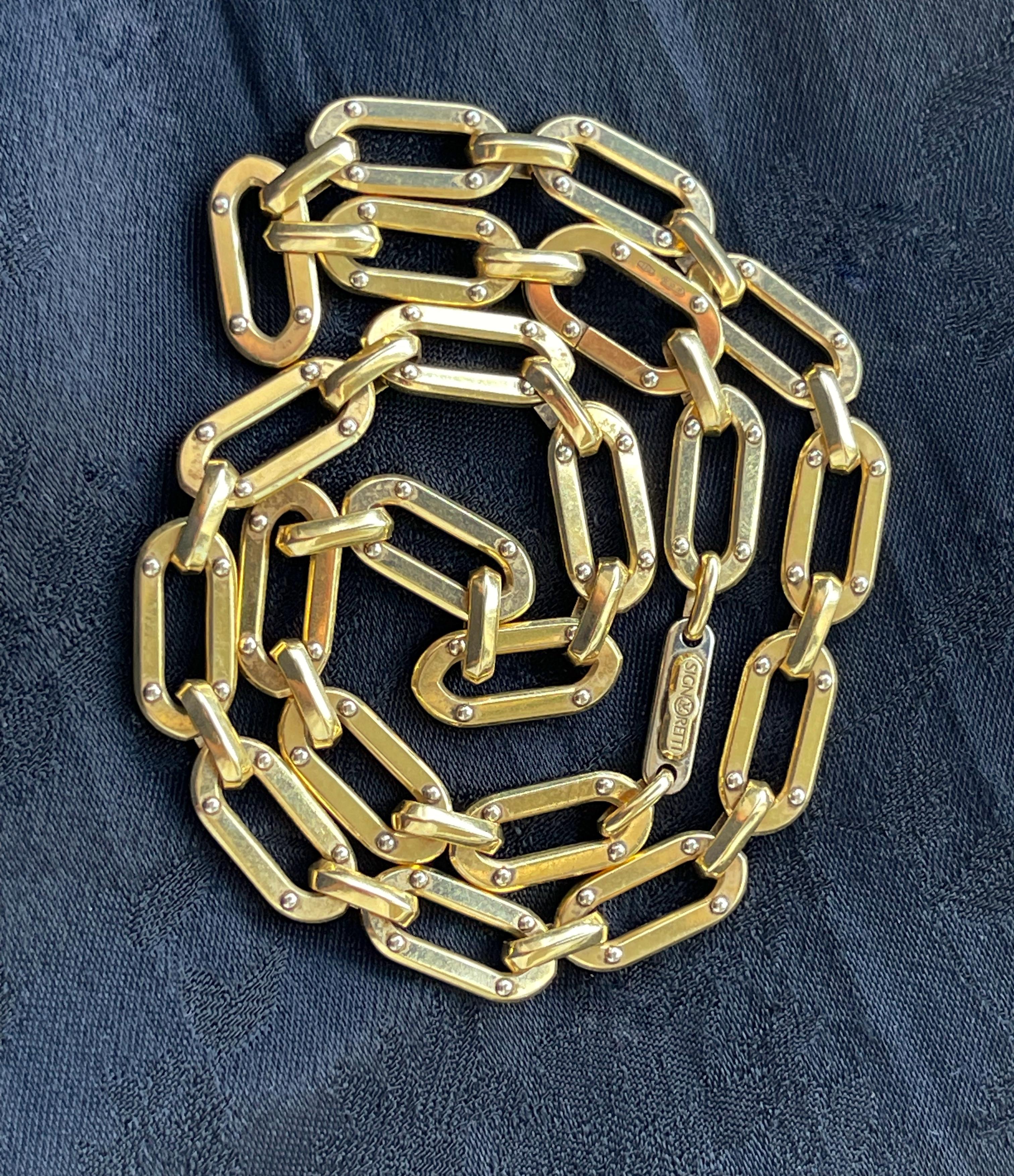18 karat gold paperclip necklace