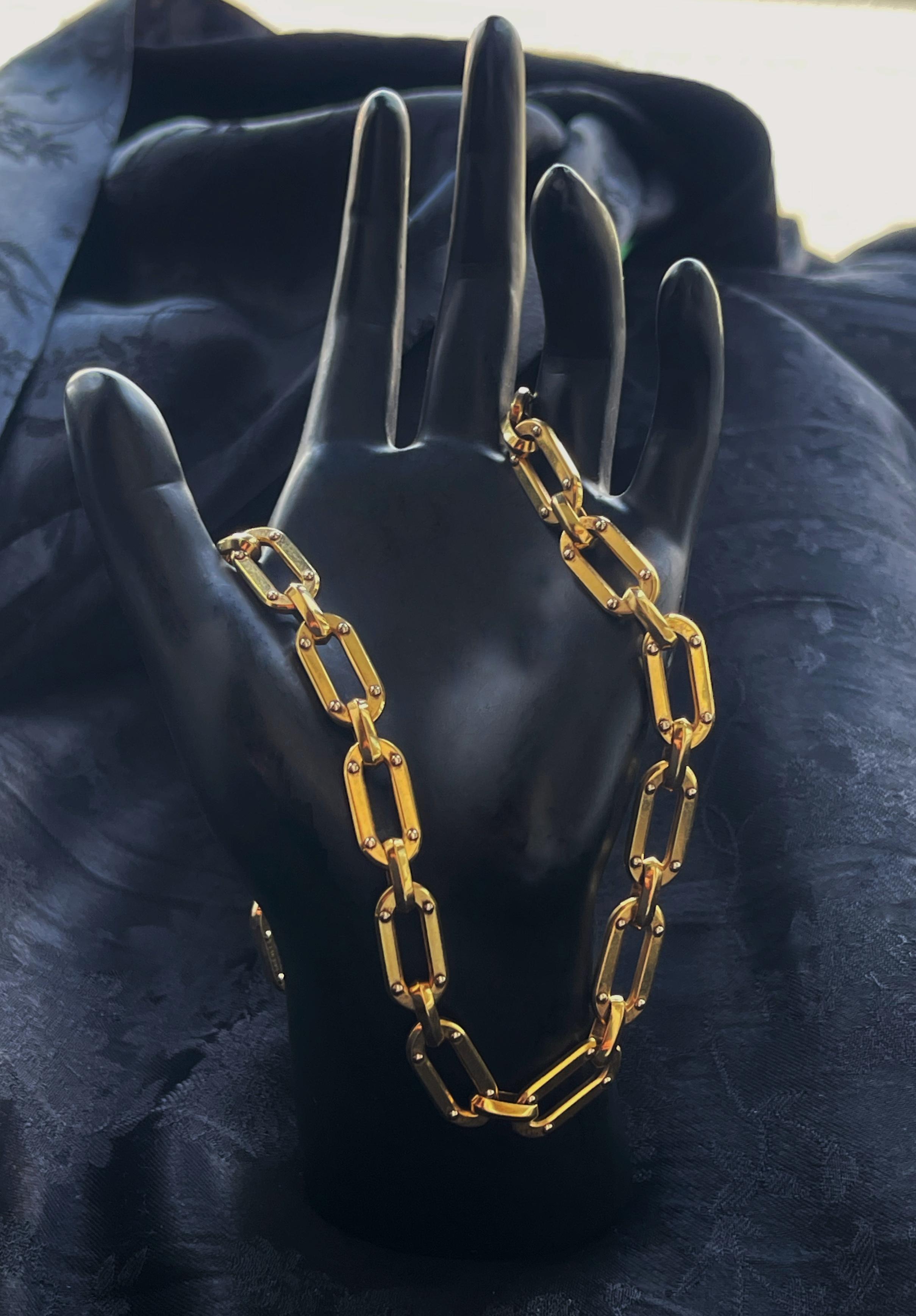 Modern Paperclip Necklace 18 Karat Yellow Gold