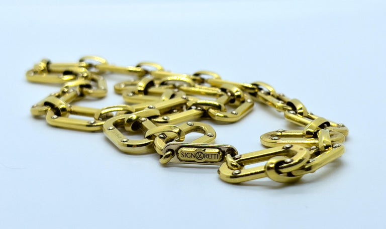 Paperclip Necklace 18 Karat Yellow Gold For Sale 1