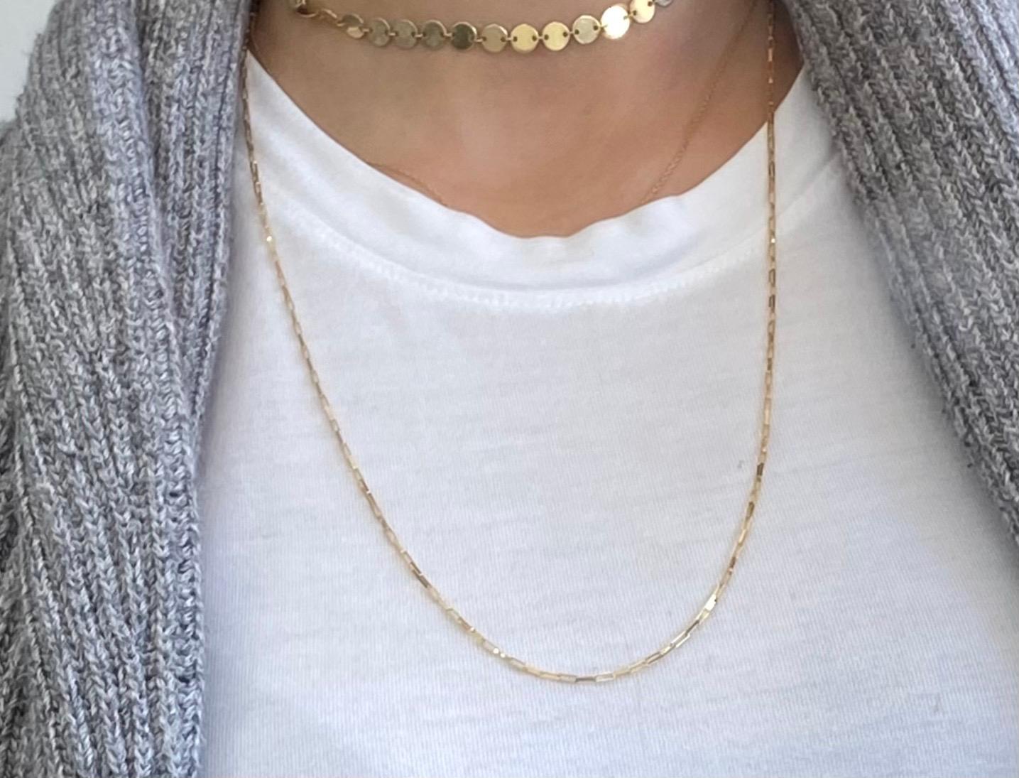 Paperclip Necklace in 14 Karat Yellow Gold In New Condition For Sale In Addison, TX