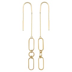 Paperclip Oval Link Earrings in 14K Solid Yellow Gold