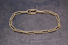Paperclip Solid 18k Gold Cable Chain Classic Bracelet