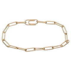 Paperclip Solid 18k Gold Cable Chain Classic Bracelet
