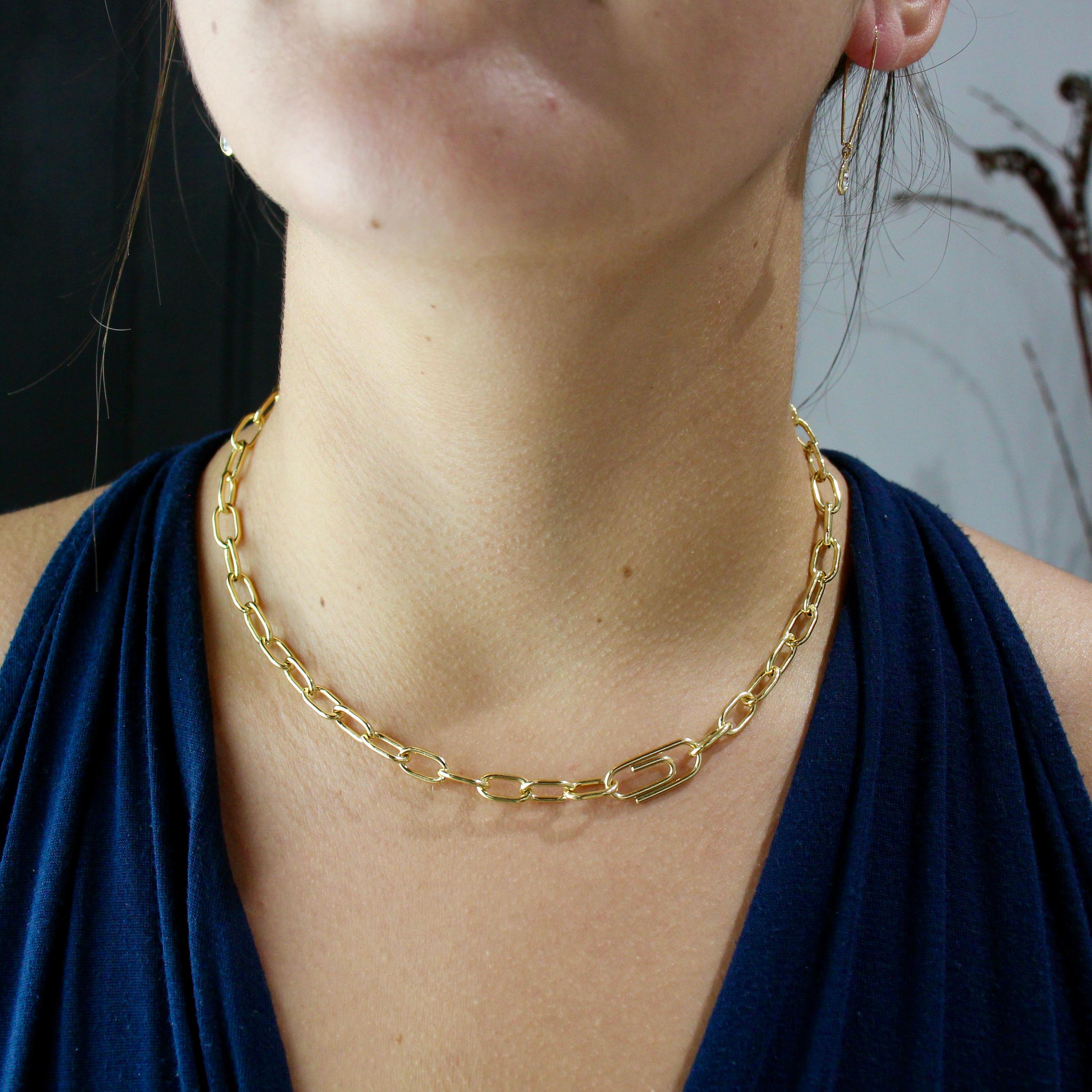 Paperclip Solid 18k Gold Cable Chain Grand Necklace In New Condition For Sale In Burlington, VT