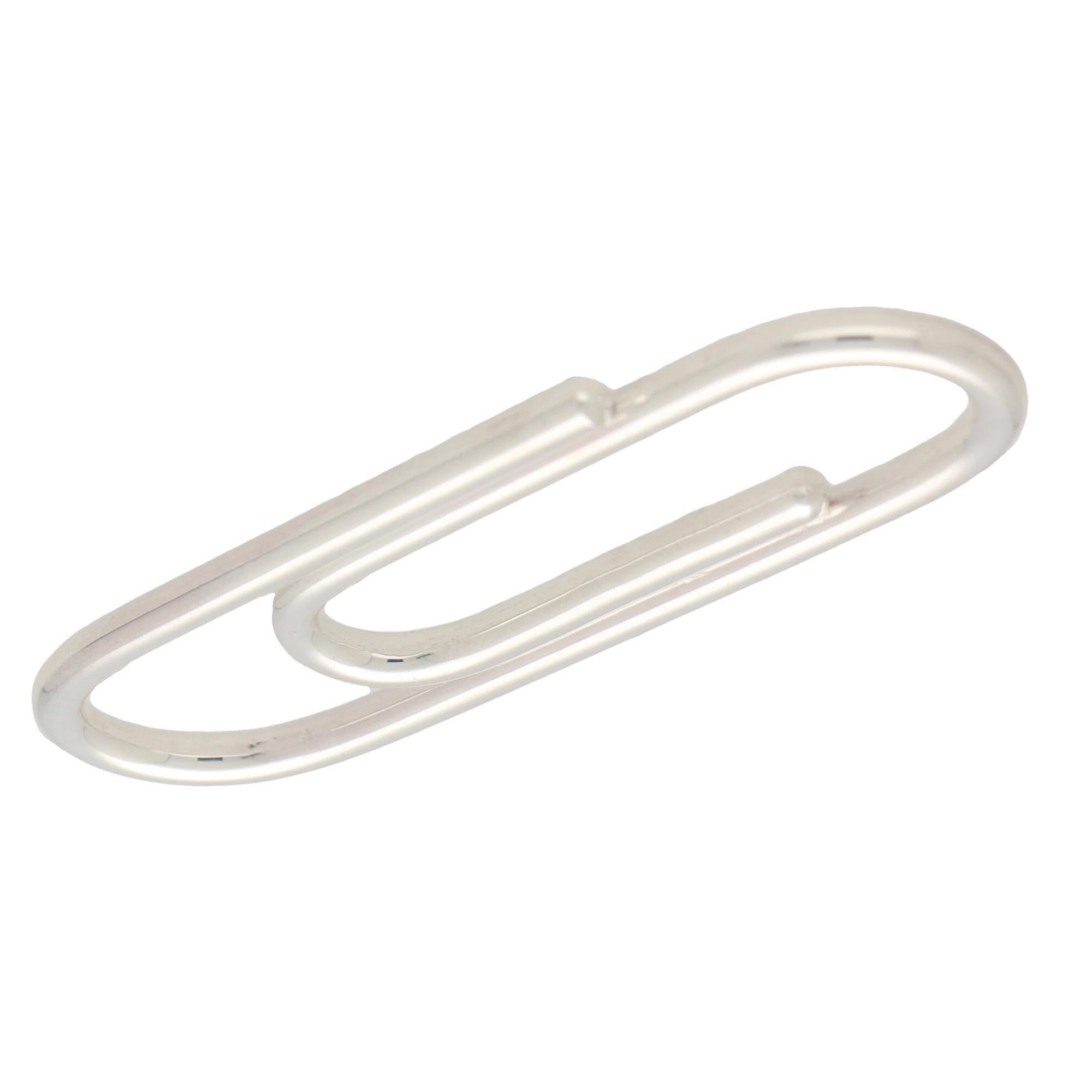 Women's or Men's Paperclip Style Money Clip Set in British Sterling Silver For Sale