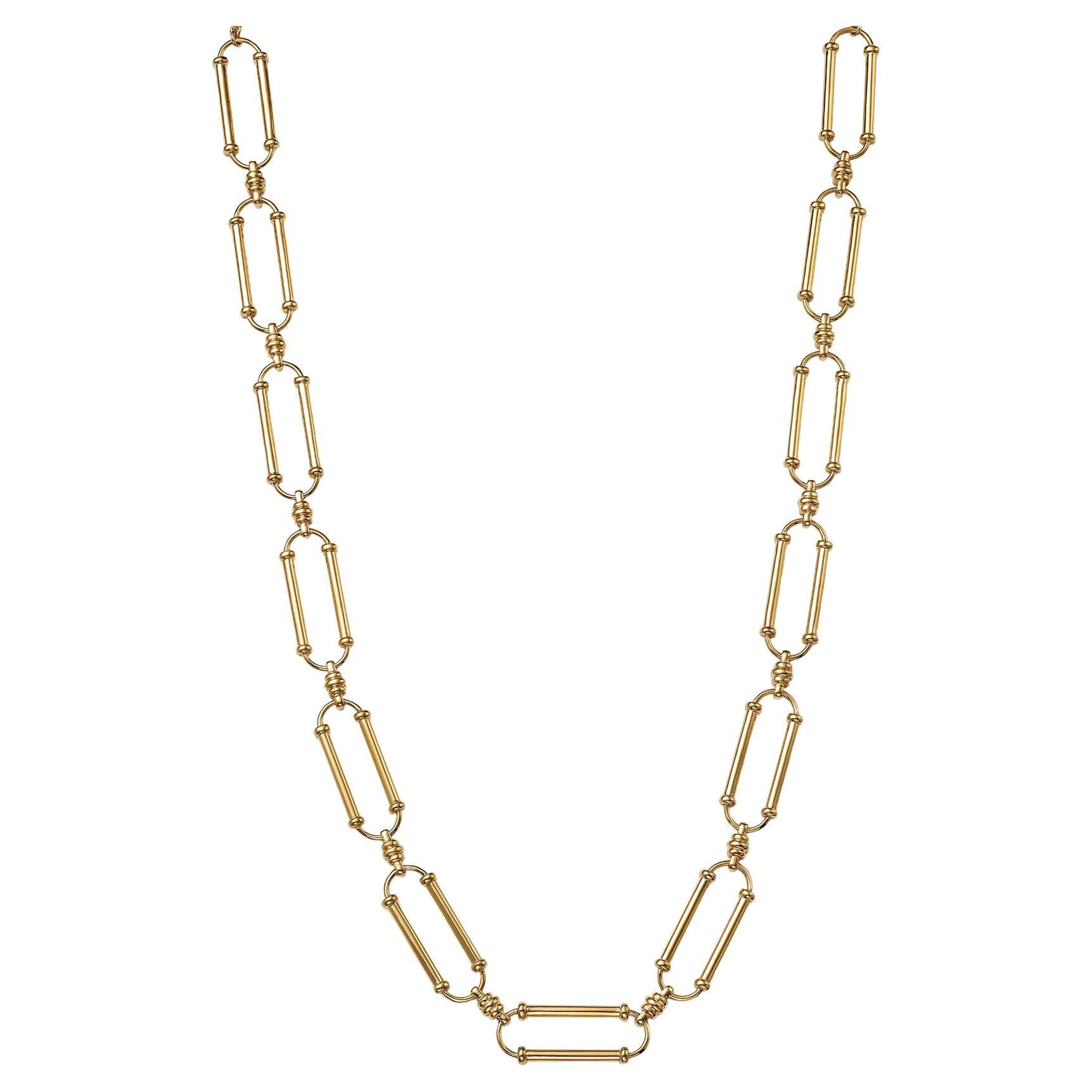Paperclip Style Oval Link Celeste Chain in 18kt Fairmined Ecological Yellow Gold For Sale