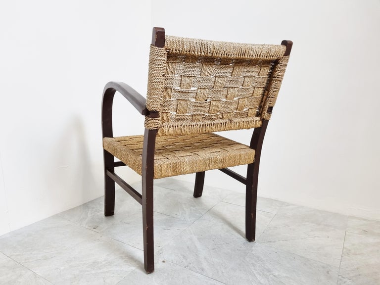 German Papercord Armchair by Erich Dieckmann, 1930s For Sale