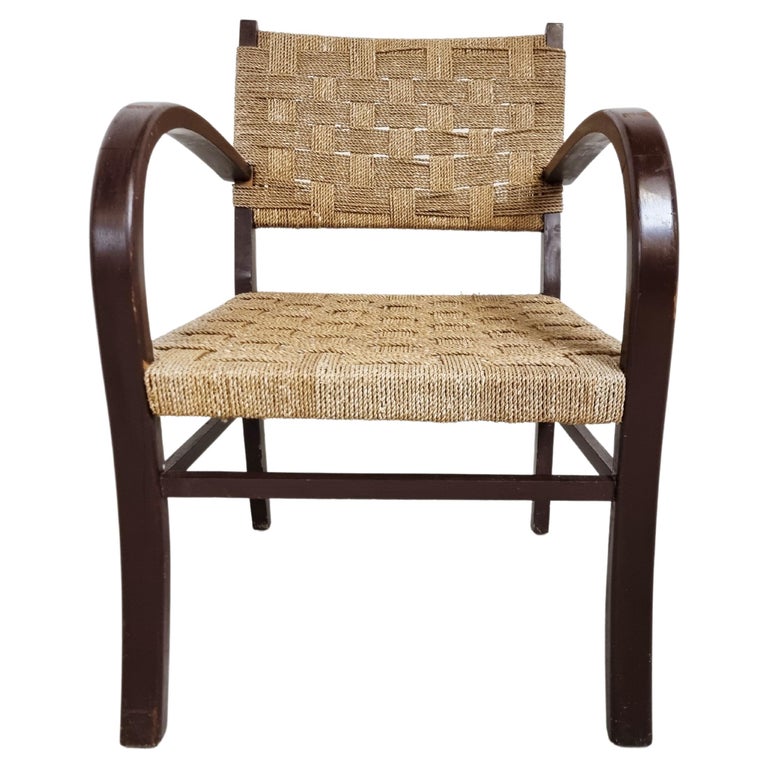 Papercord Armchair by Erich Dieckmann, 1930s For Sale