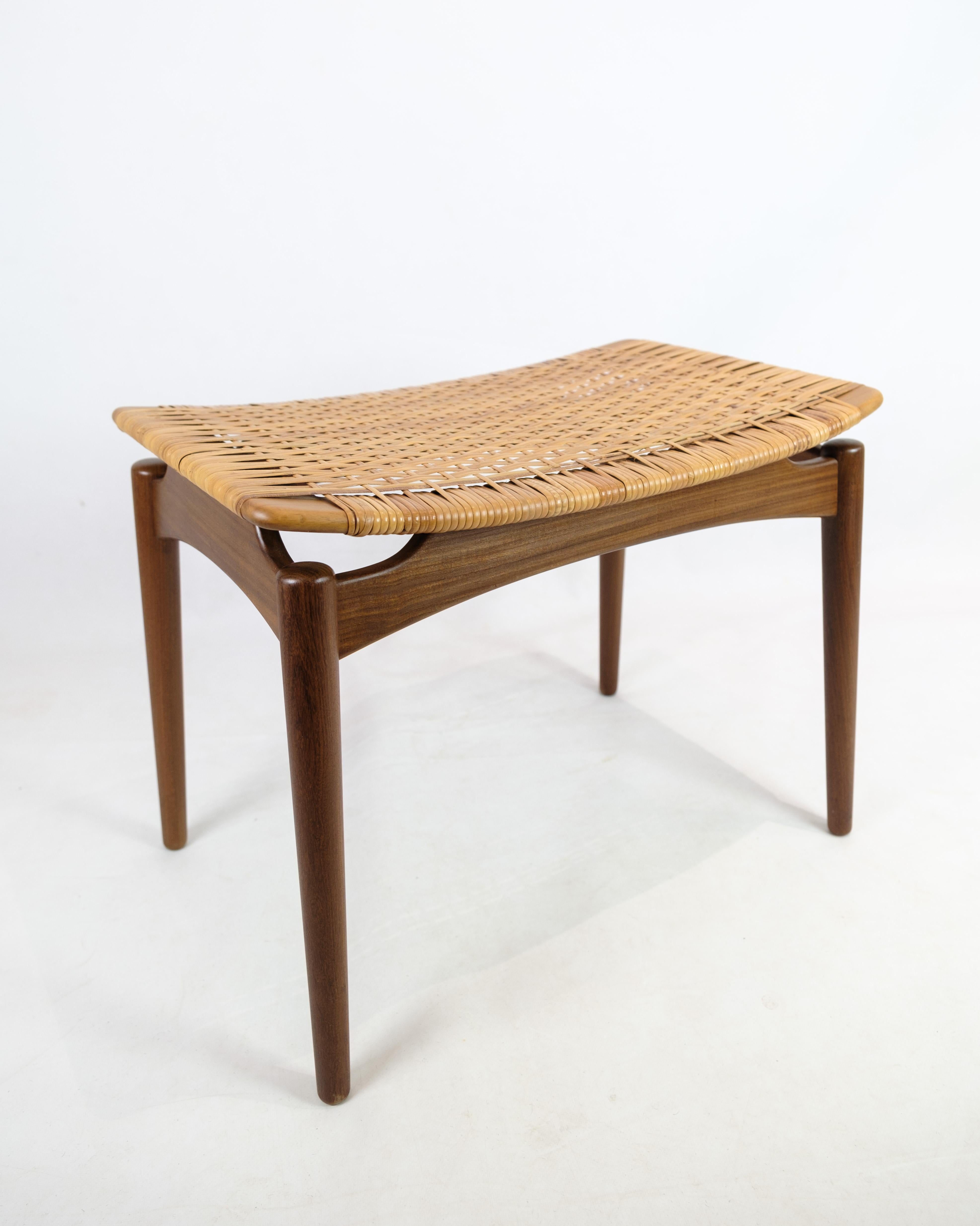 Papercord / Cane Footstools in Teak Wood By Sigfred Omann For Ølholm Furniture  Excellent état - En vente à Lejre, DK