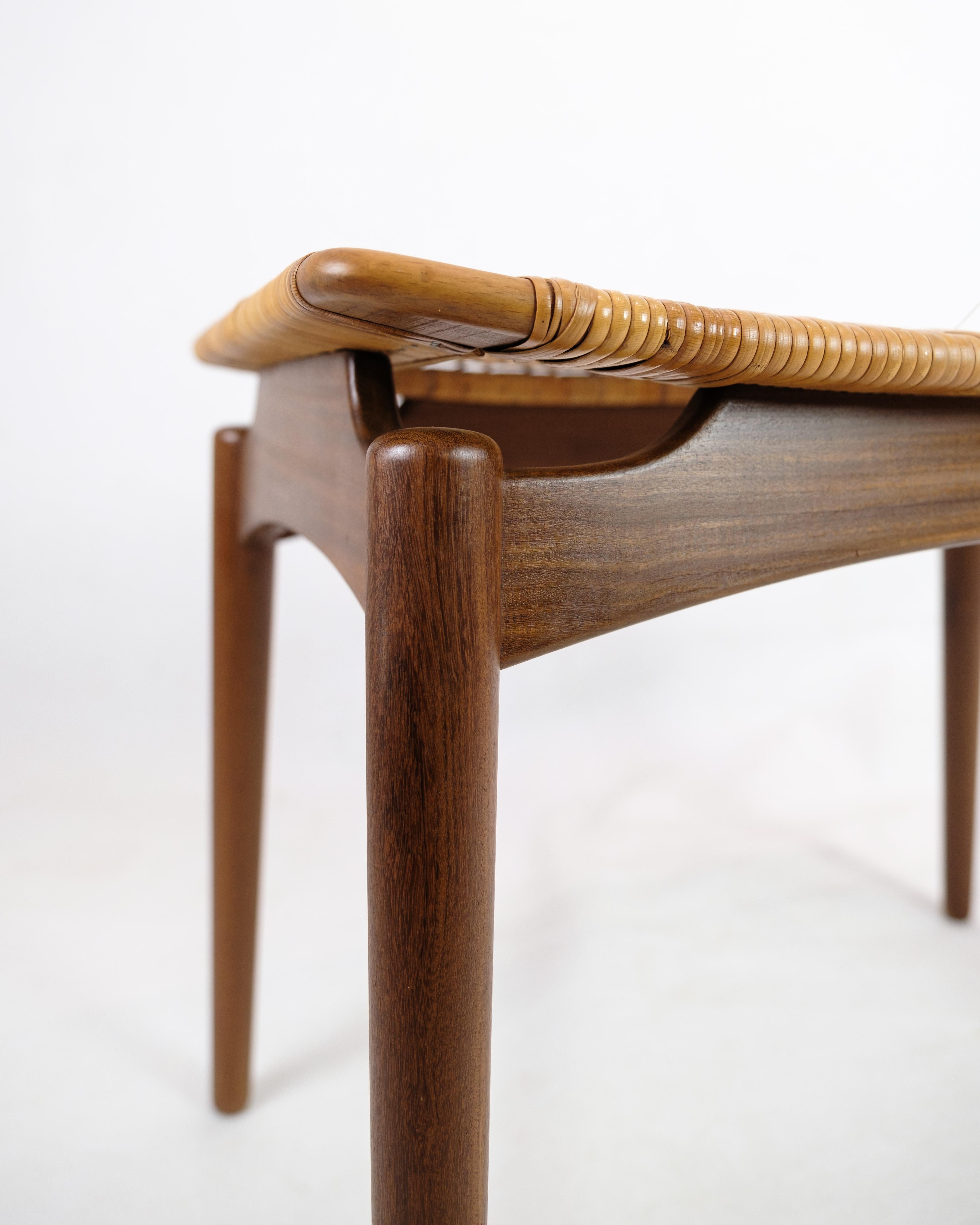 Milieu du XXe siècle Papercord / Cane Footstools in Teak Wood By Sigfred Omann For Ølholm Furniture  en vente