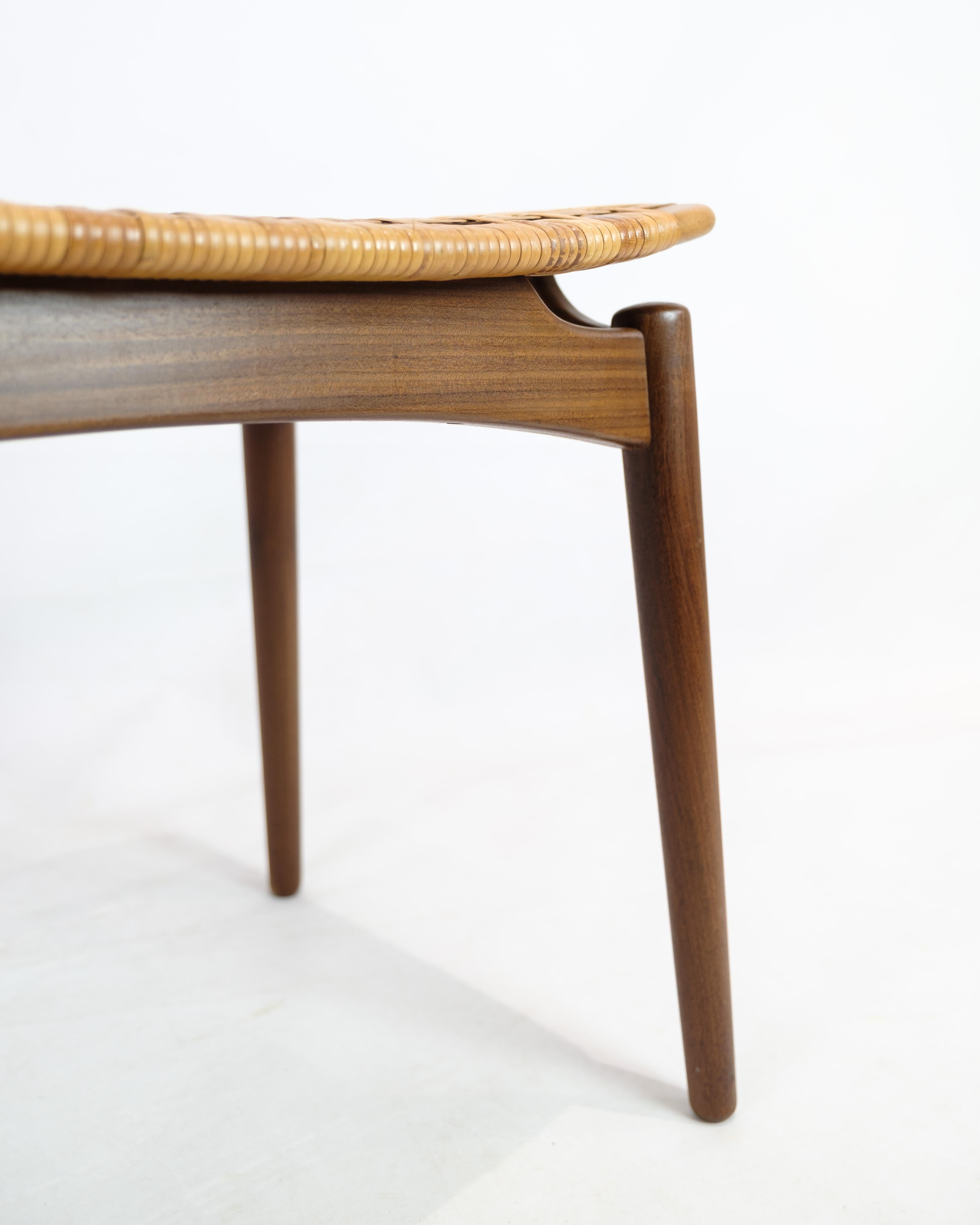 Corde en papier Papercord / Cane Footstools in Teak Wood By Sigfred Omann For Ølholm Furniture  en vente