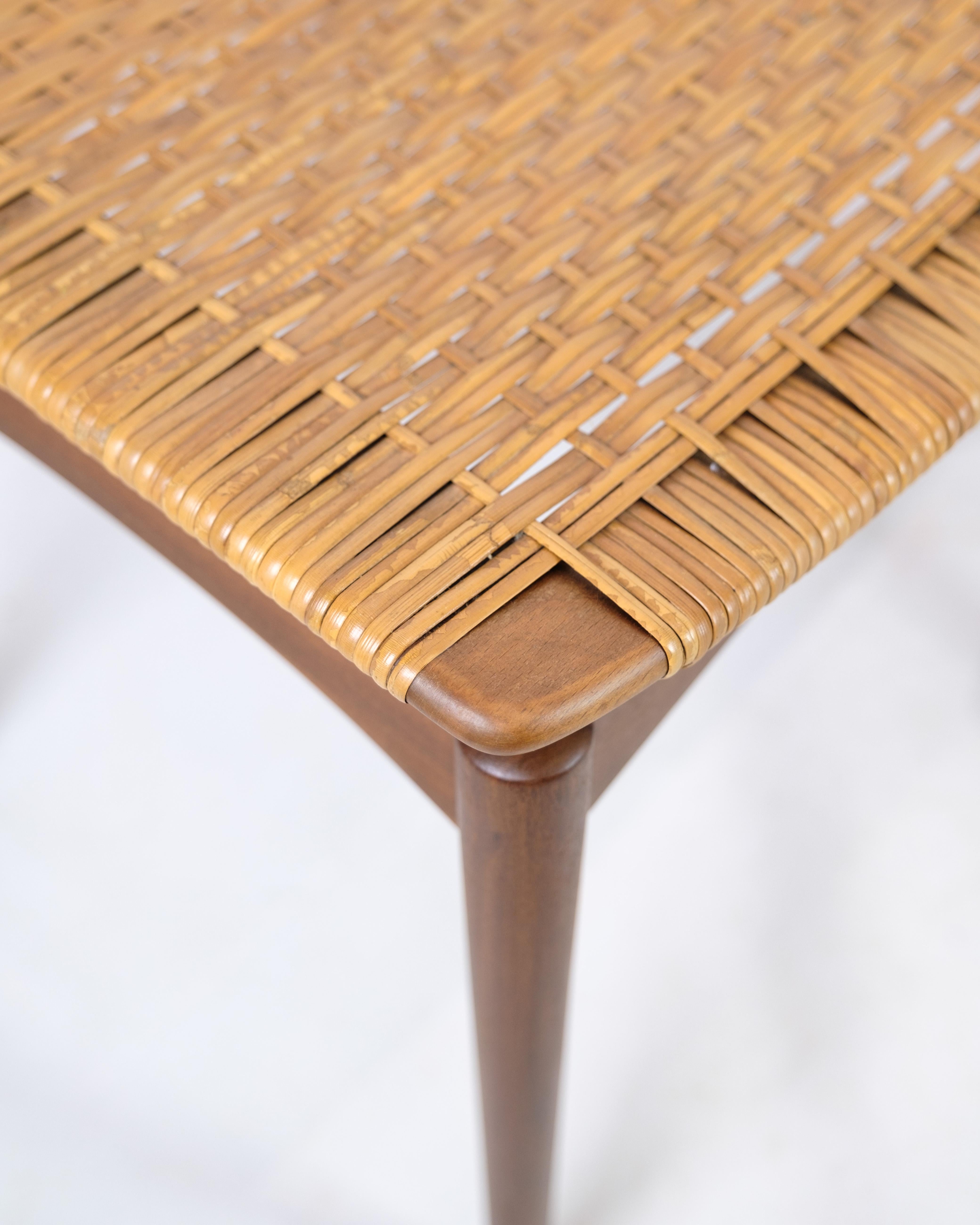 Papercord / Cane Footstools in Teak Wood By Sigfred Omann For Ølholm Furniture  en vente 2