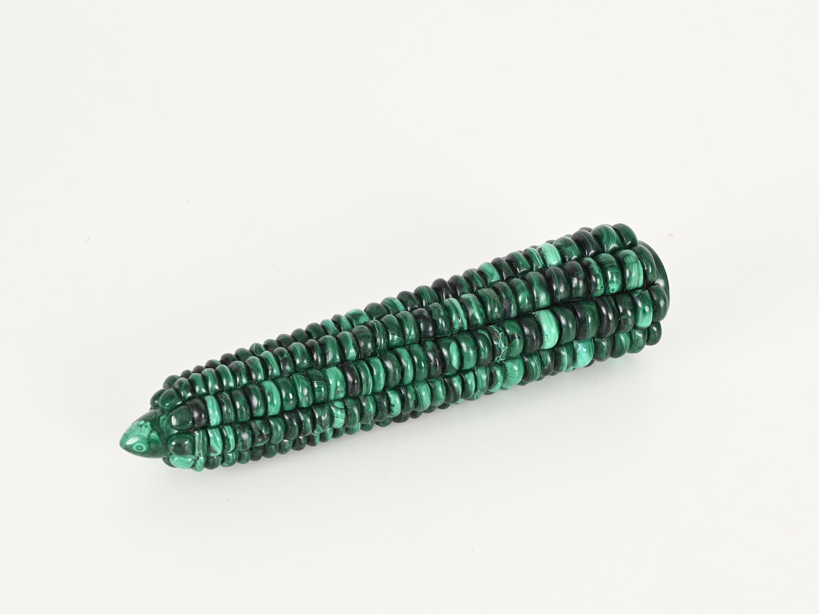 Mid-Century Modern Sculpture presse-papiers en marbre italien de malachite verte, 1970 en vente