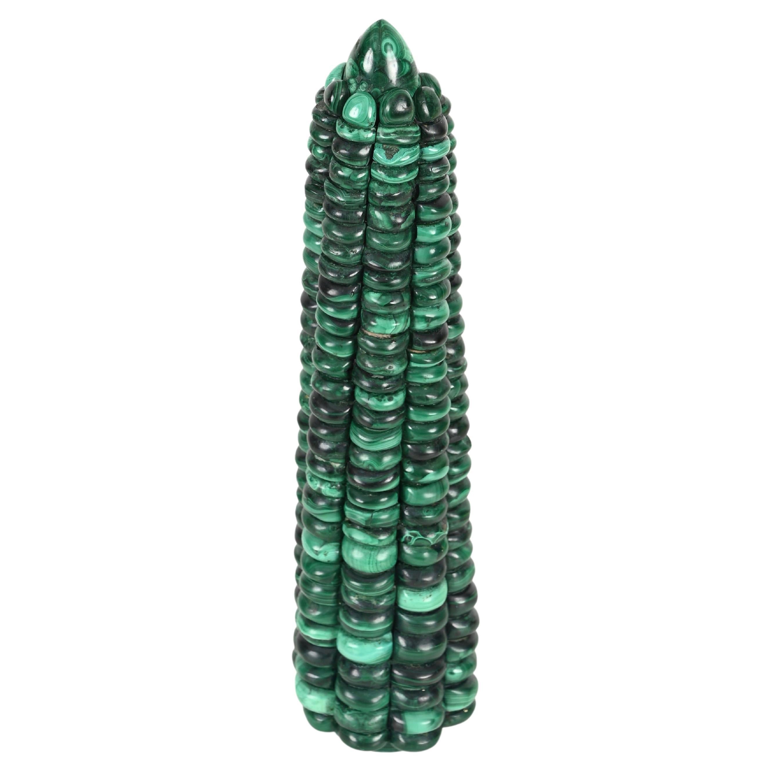 Sculpture presse-papiers en marbre italien de malachite verte, 1970