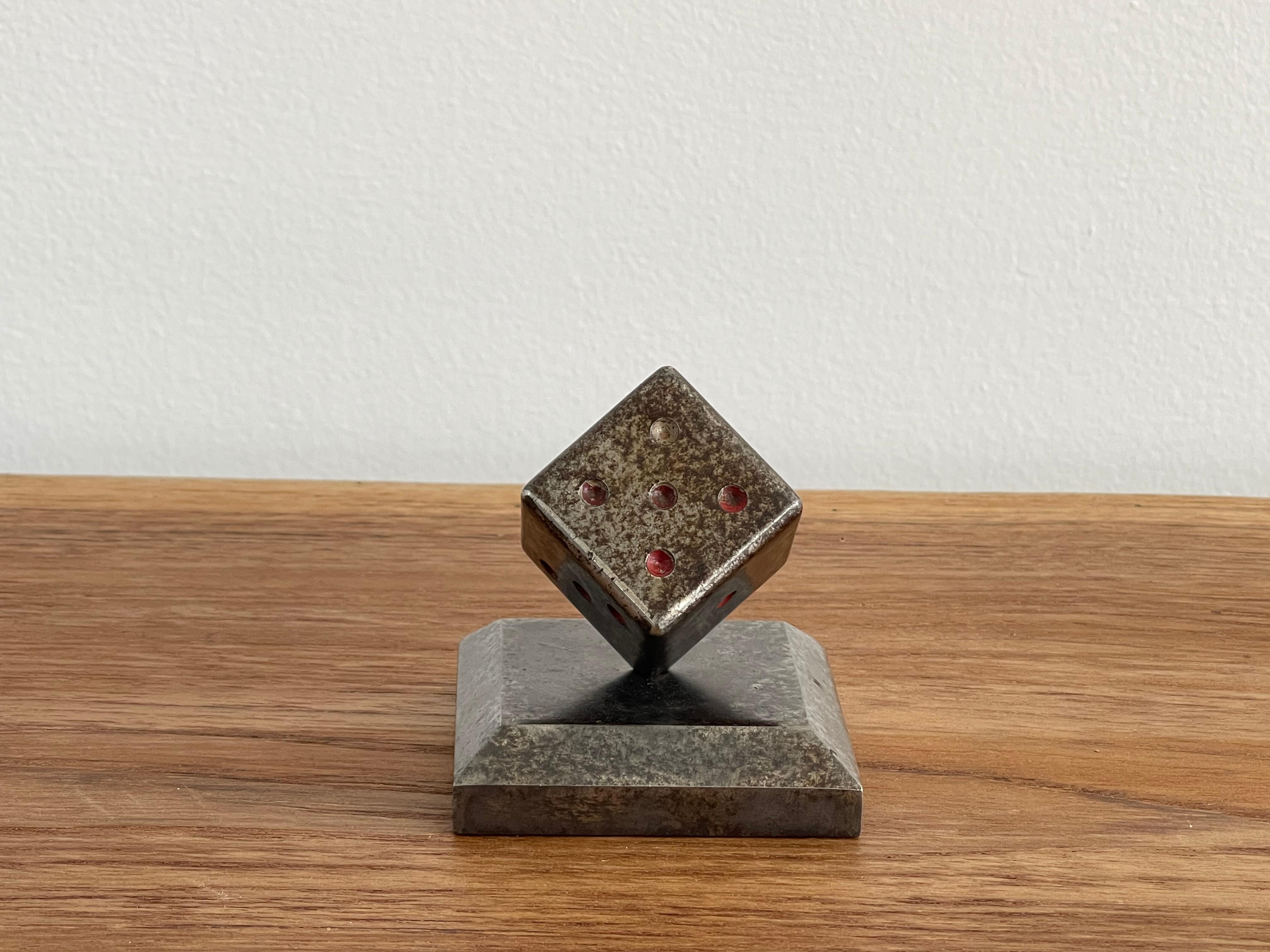 French Paperweight Dice Sculpture by Edgar Brandt