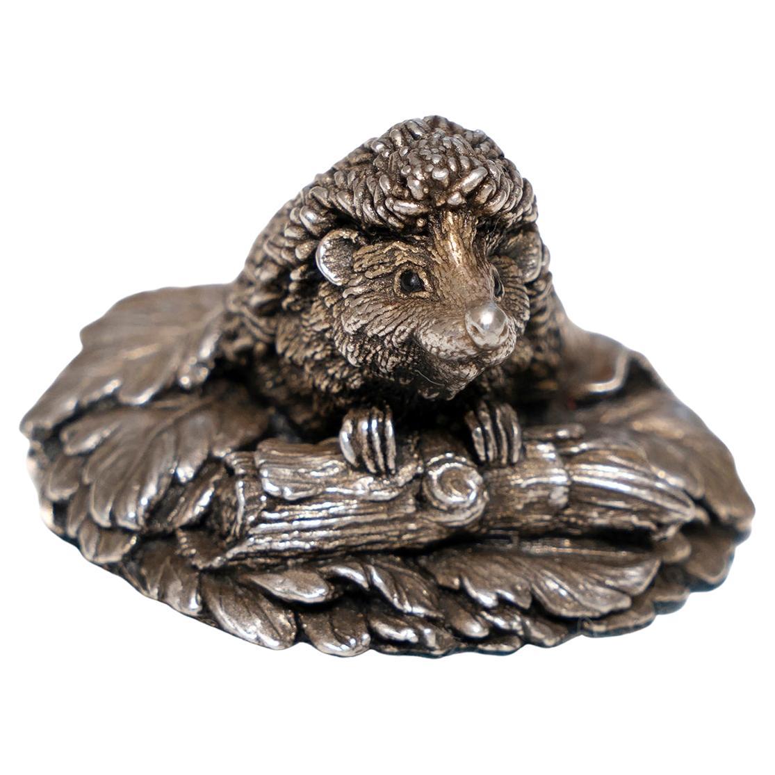 Paperweight Hedgehog Silver 1977 Inscribed CA 1991 Assay For Sale