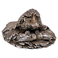 Paperweight Hedgehog Silver 1977 Inscribed CA 1991 Assay
