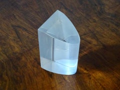 Fermacarte in acrilico solido trasparente, anni '70.