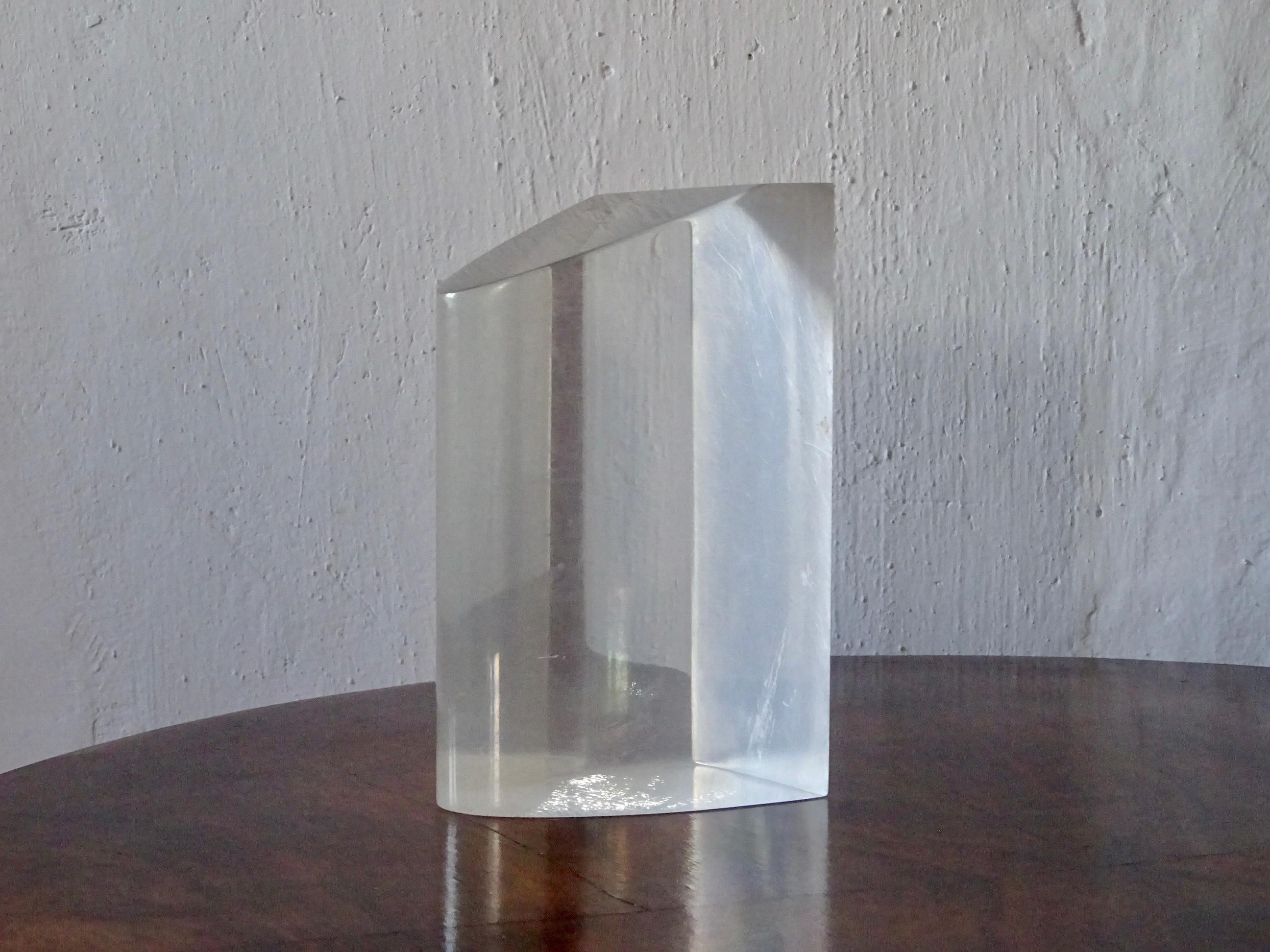 Acrylic Paperweight in solid transparent acrylic, 1970s. For Sale