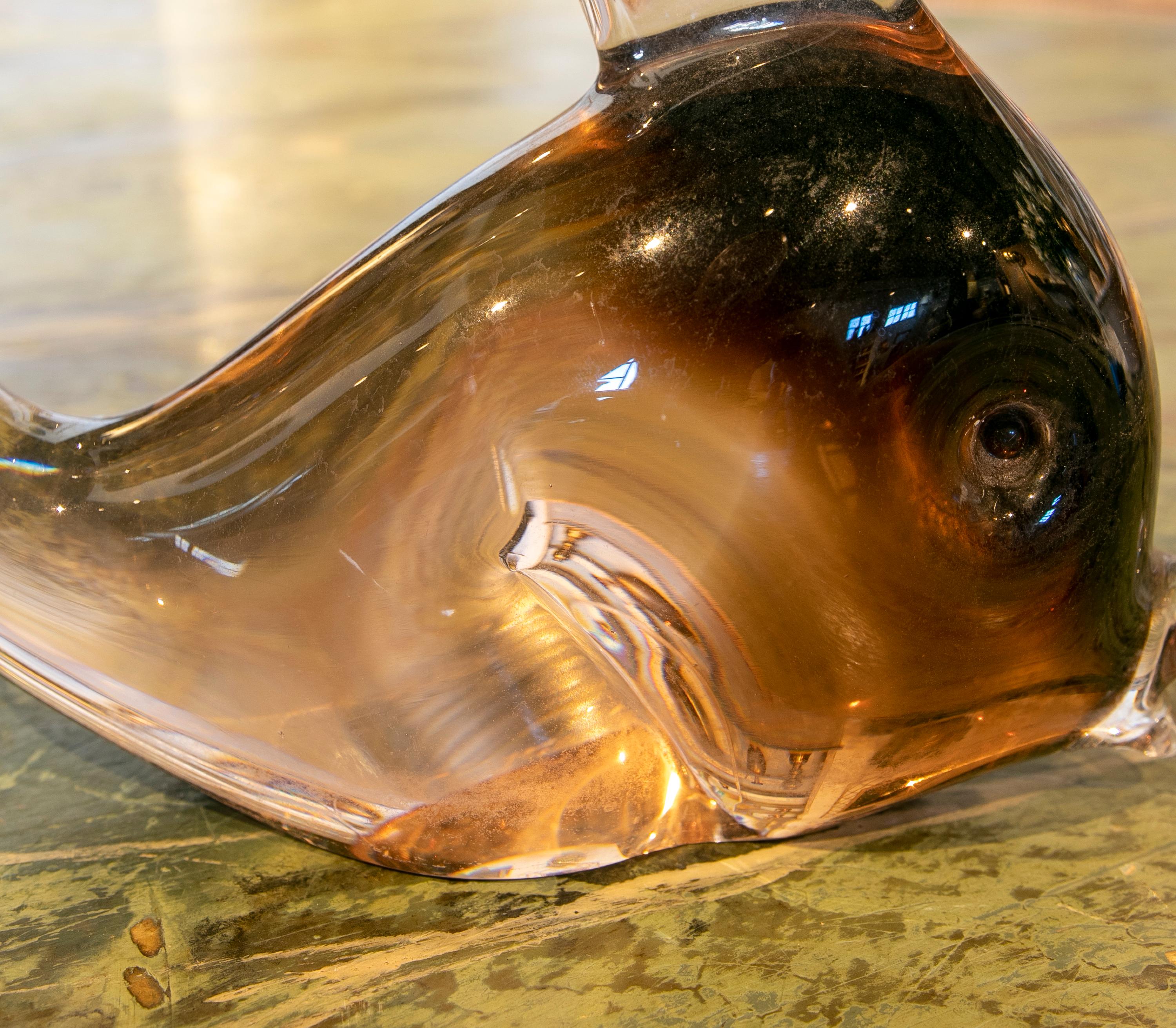Paperweight in the Shape of a Murano Glass Fish in Brown Tones 5