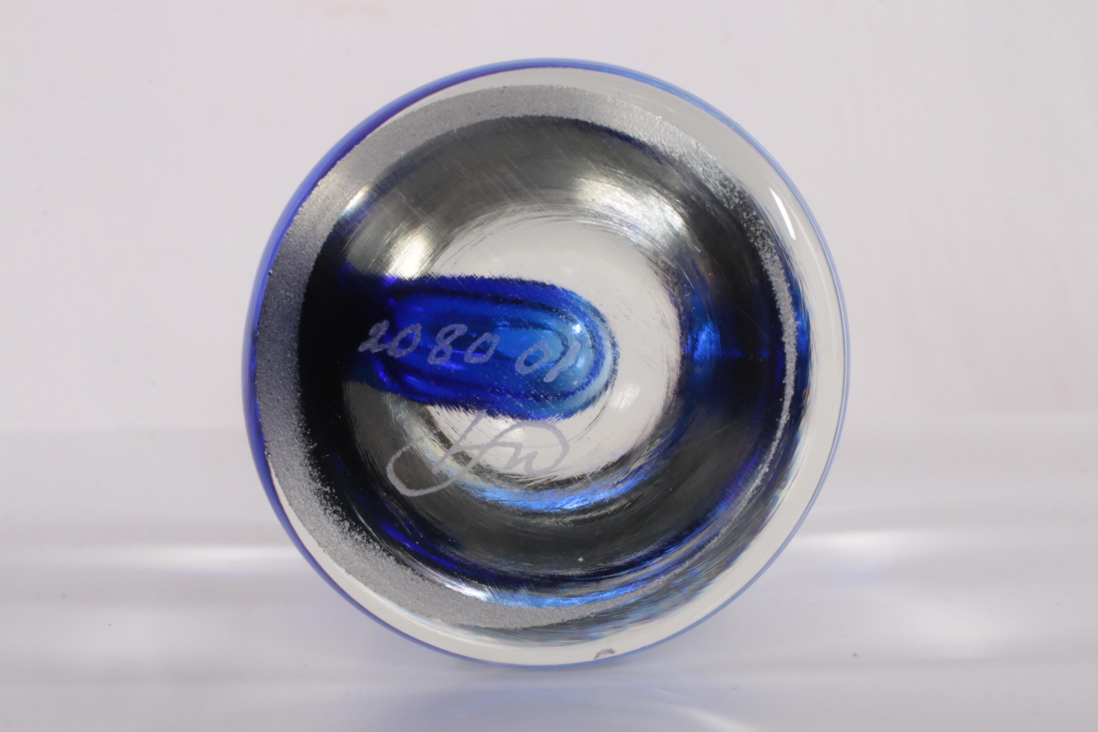 20th Century Paperweight Marked in Blue with W. Hessen O.Horn Leerdam Holland  For Sale