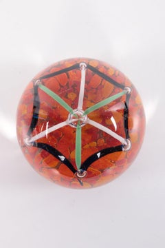 Paperweight Orange with Black/White/Green Bows